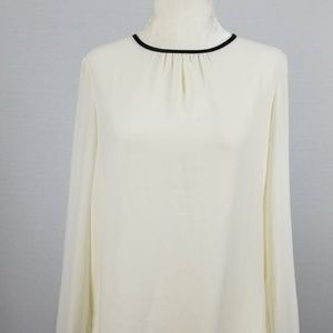 FOREVER-21-Faux-Leather-Trim-Blouse- Top  Size S